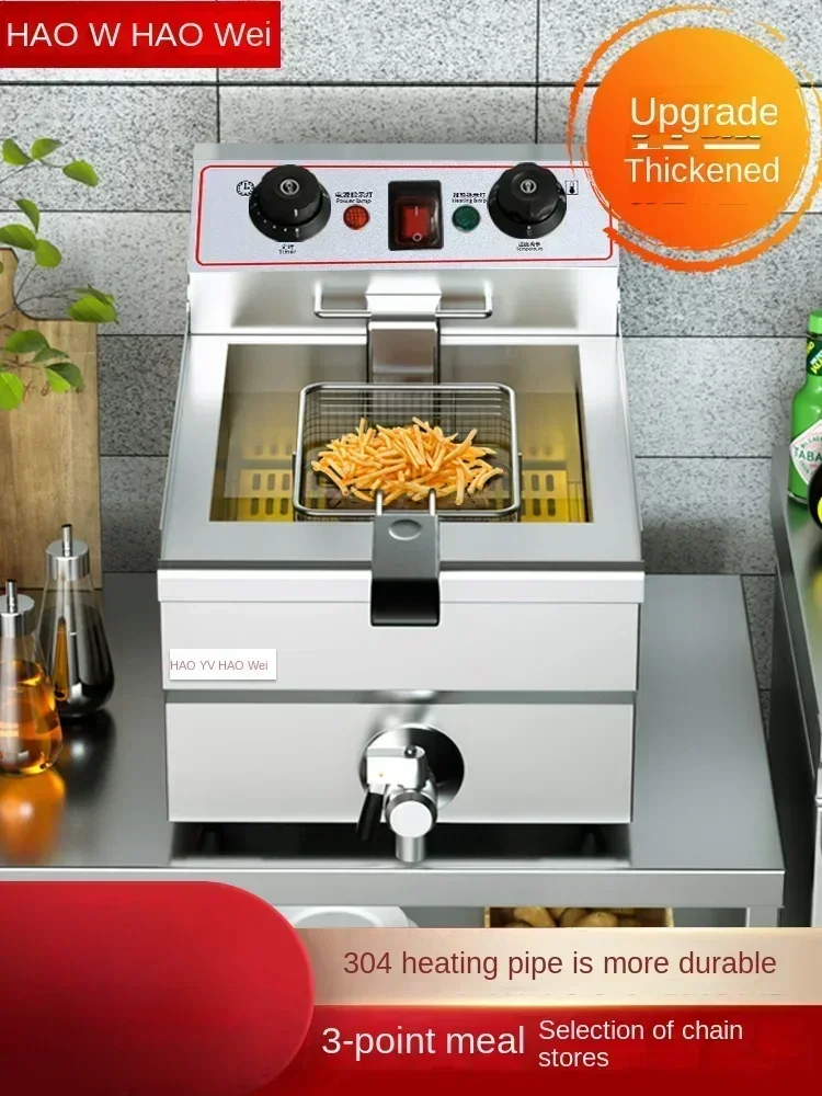 220V Large Capacity Electric Deep Fryer with Dual Tanks for Frying Chicken, French Fries and More C