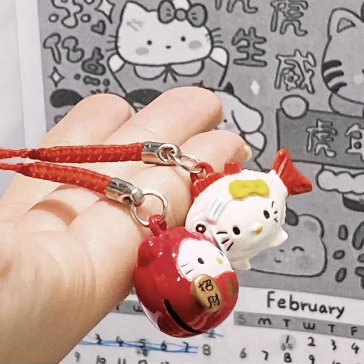 

Hello Kitty Bell Mobile Phone Pendant Kawaii Sanrio Cute Anime Toys Y2K Girls Japanese Fashion Cartoon Creative Ins Key Pendant
