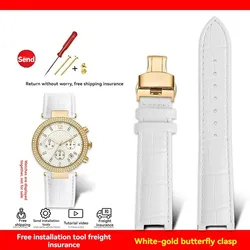 Luxurious Genuine Leather Watch Strap - Premium Cowhide Calfskin, Various Sizes Available - 20mm - 12mm (White - gold B)