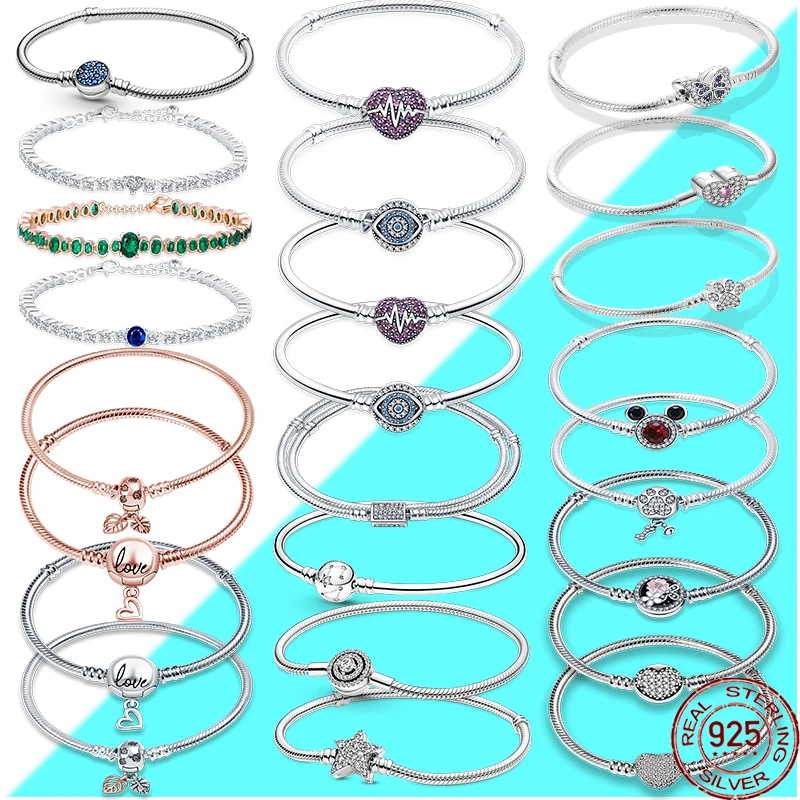 

2023 New in 925 Sterling Silver Snake Chain Bracelet Women Fit 3mm Original Beaded Pendant Women Bracelets DIY Luxury Jewelry