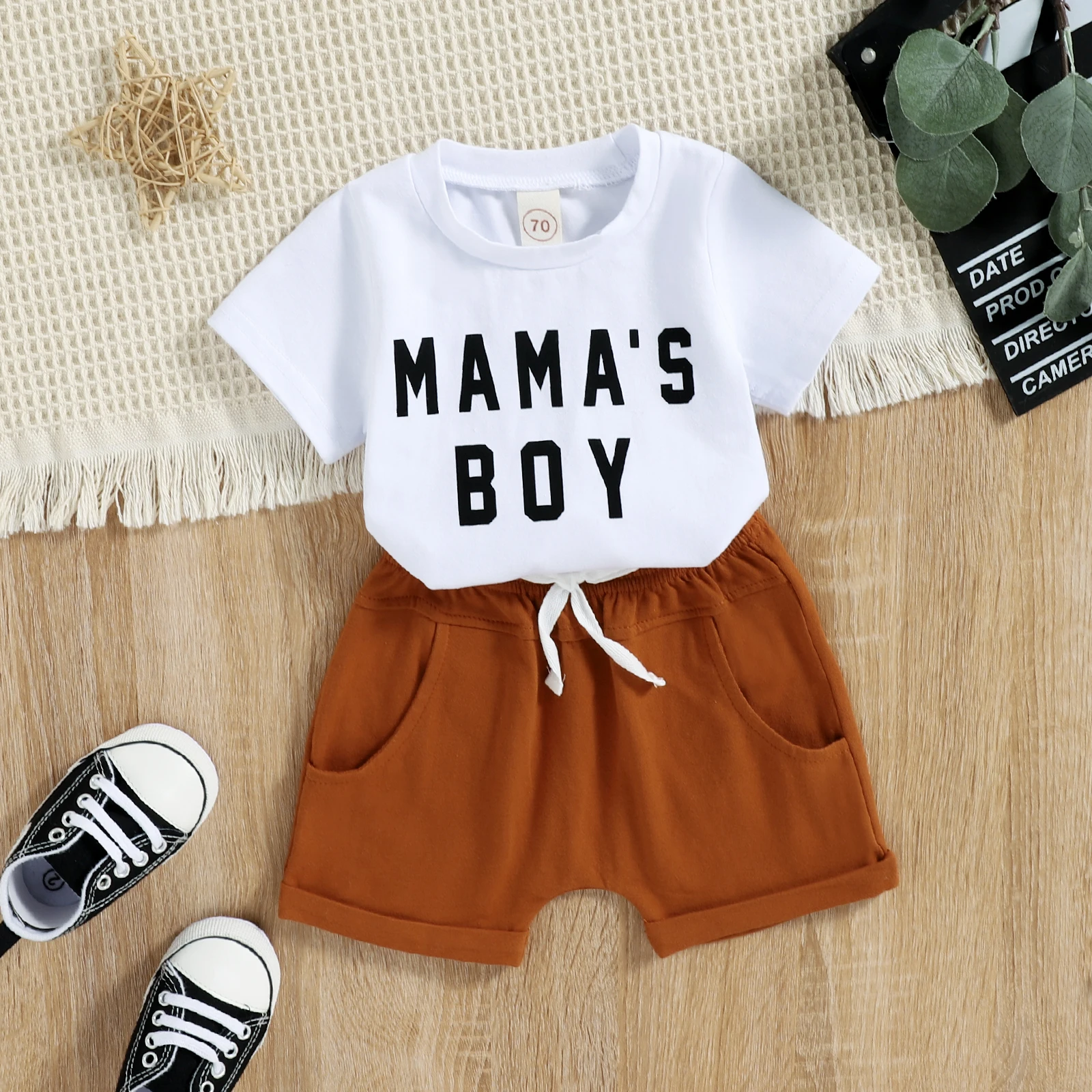 Infant Baby Boys Casual Suit Summer Clothing Set Letter Printed Short
