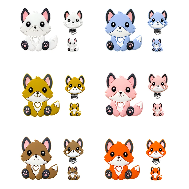 Silicone Teething Toys Cartoon Squirrel Head Animal Food Grade DIY Baby Teether Toy Accessories Ring 1/3/10pcs