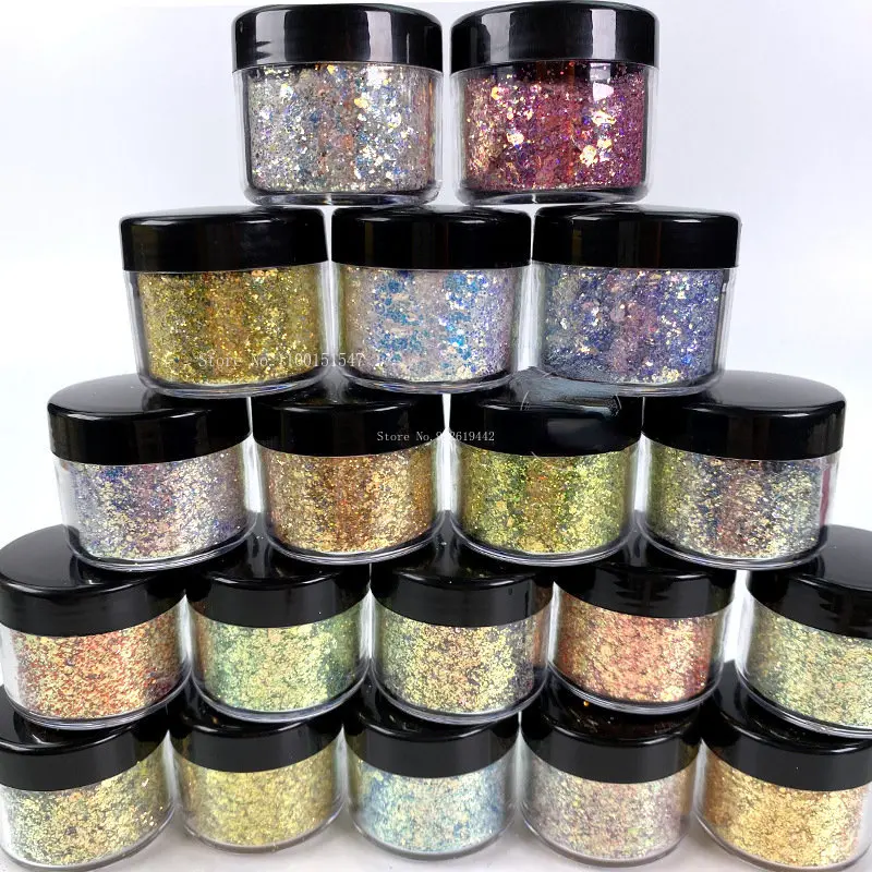 

32 Color Set 10g Bottle Glitter Sequins DIY Handmade Nail Art Makeup Drop Glue Clothing Decorative Art Mixing Glitter Powder