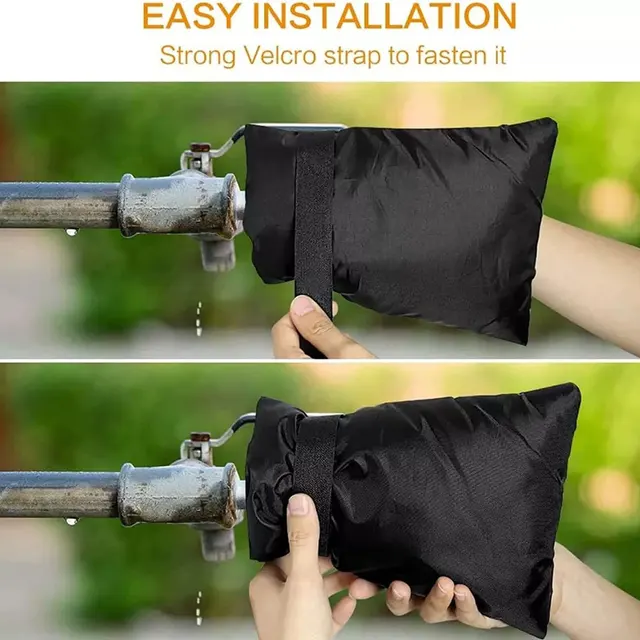 ผ้าคลุมก๊อกน้ํากลางแจ้งสําหรับการป้องกันการแช่แข็งในฤดูหนาว, ถุงเท้าผ้าคลุมฉนวนก๊อกน้ํา 2 แพ็ค, ผ้าคลุมเอี๊ยมท่อสําหรับฤดูหนาว (15x20 ซม.) 4