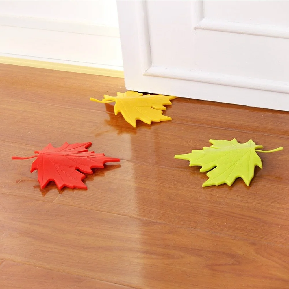 Practical Kid Baby Creative Maple Leaf Shape Finger Safety Door Stopper Stops Protector Wedge Door Catcher Block Home Decor door stopper