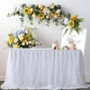 Sheer Table Skirt Tablecloth 3-Ply with LED Lights Premium Gold Edge Wedding Party Cake Table Decoration 1