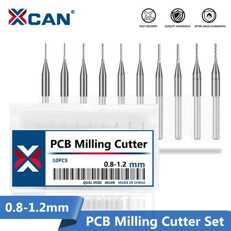 pcb milling cutter 10pcs 3 175 shank 0 4 3 175mm nano blue coated cnc end mills carbide milling cutter cnc router bit XCAN PCB Milling Cutter 0.8mm 0.9mm 1.0mm 1.1mm 1.2mm Tungsten Steel Carbide End Mill Engraving Bits CNC Router Bit