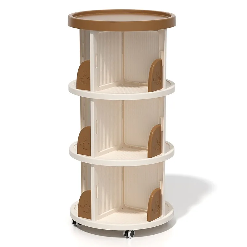 Warming Children's Multifunctional Bookshelf Miscellaneous Storage Cabinet Multi-layer Movable Rotating Living Room Corner New