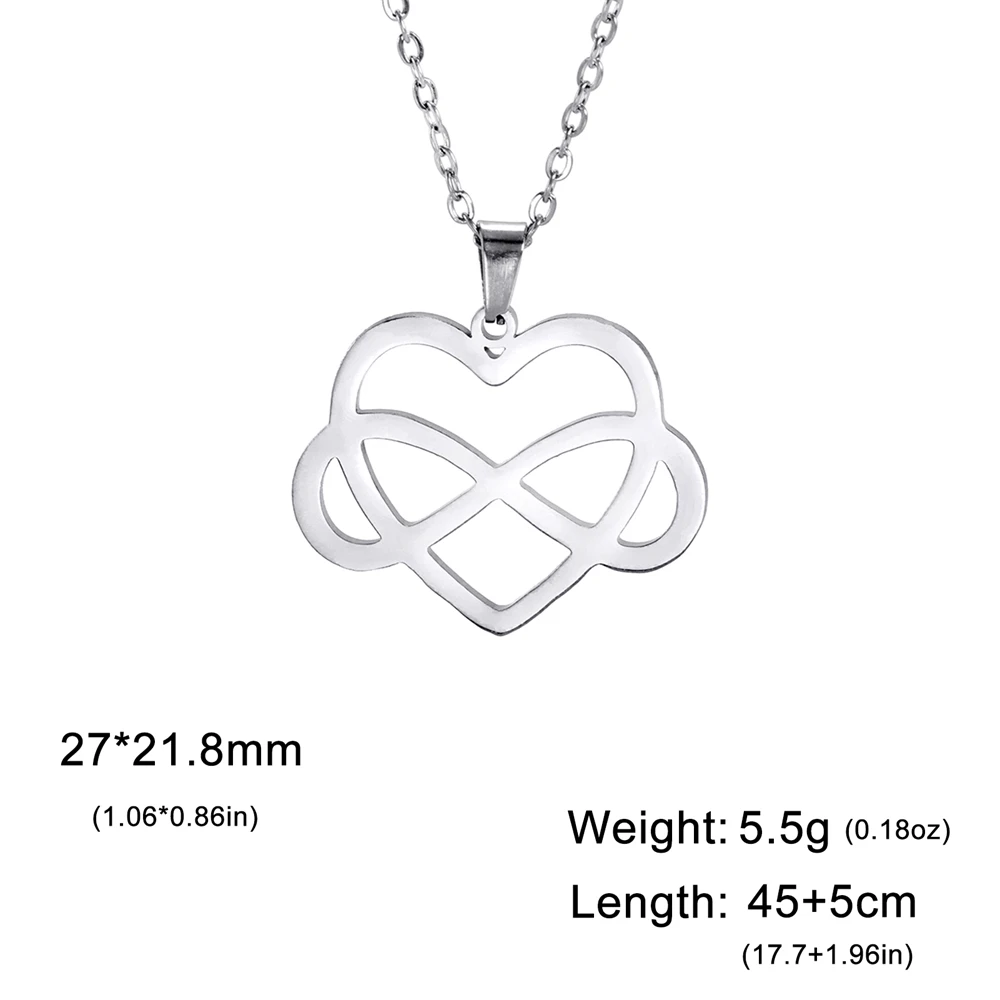 Collier Pendentif "Amour Infini" En Acier Inoxydable Pour Femmes - Bijou Tendance Neuf