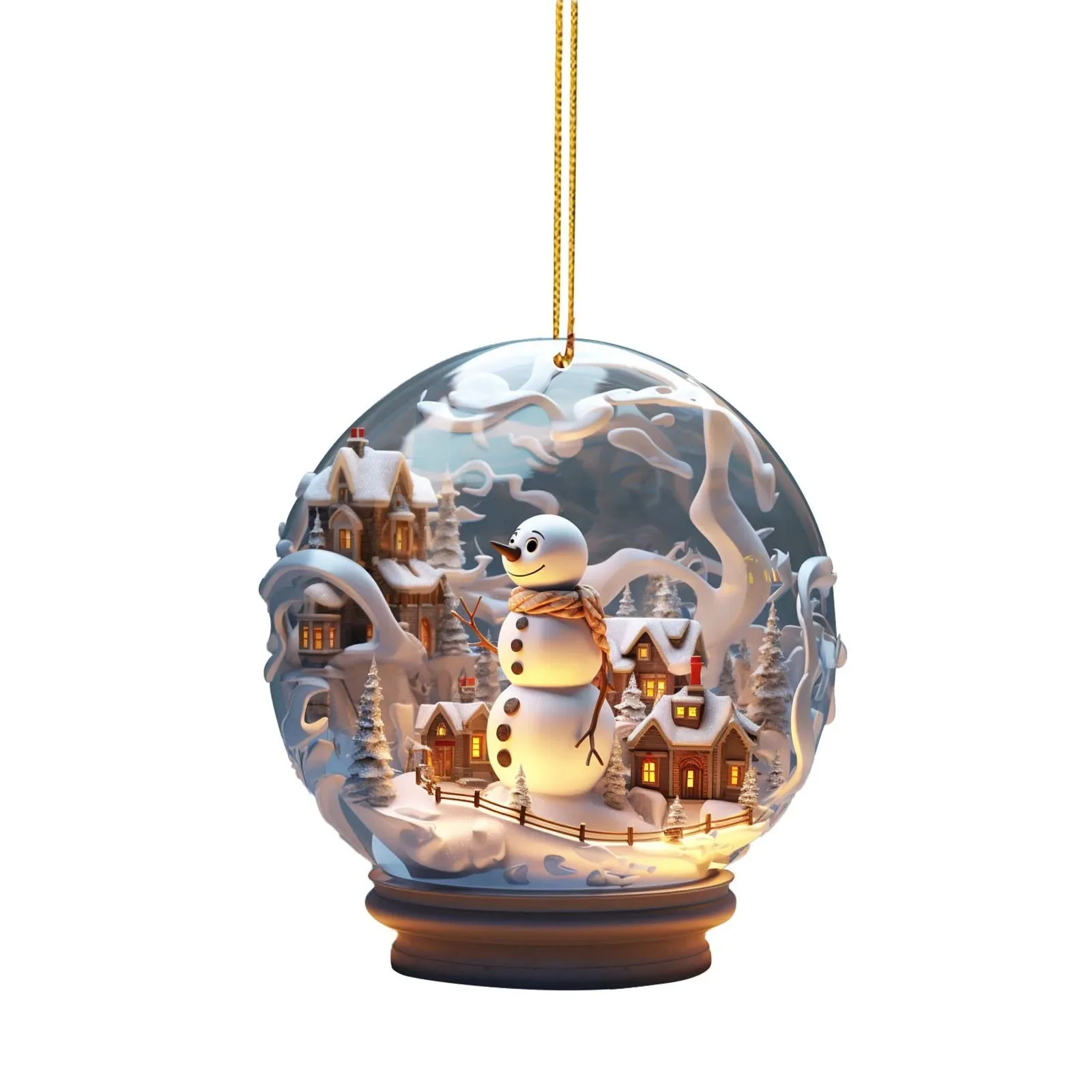 Christmas Ball Snowman House Scene Ornaments 2D Acrylic Hanging Christmas Decorations For Xmas Tree New Year Gifts christmas decorations