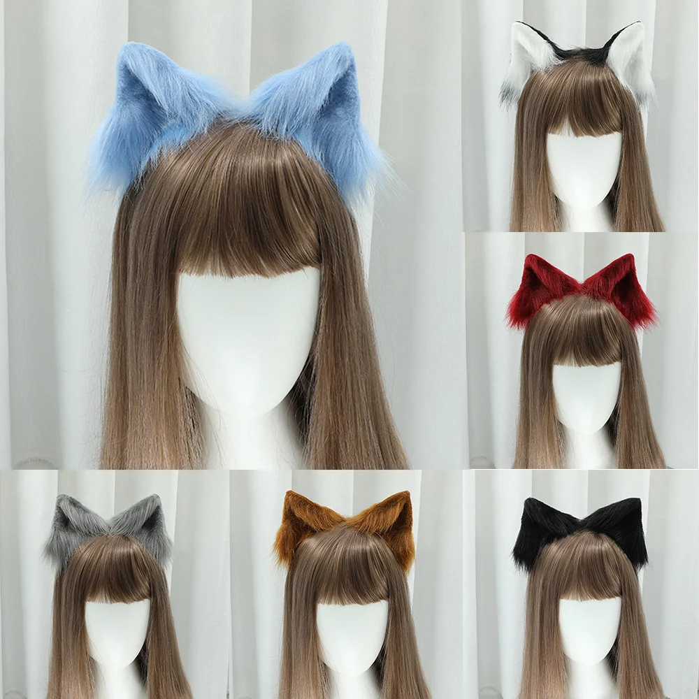 

2pcs Furry Animal Beast Ears Hairpin Headwear Ear clip Cosplay Soft Girl Plush Detachable Cat Ear Lolita Hair Accessory Props