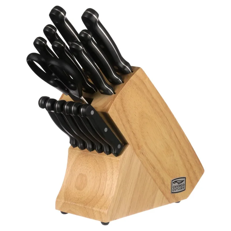 

knives Cutlery Essentials 15-Piece Kitchen Knife Set with Wood Block