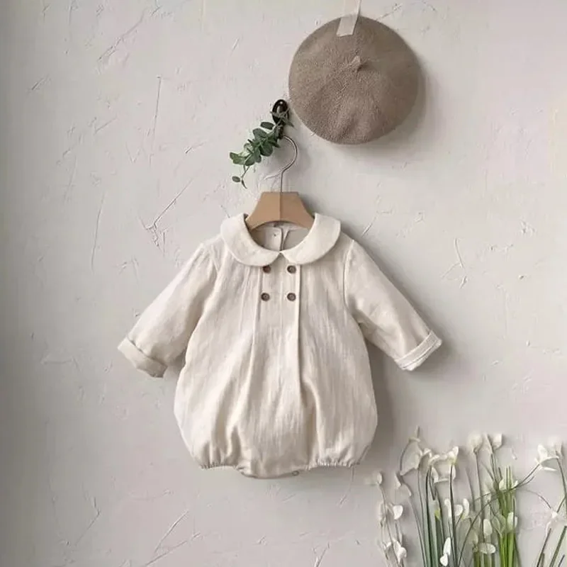 Autumn Linen Baby Rompers for Newborn Girls