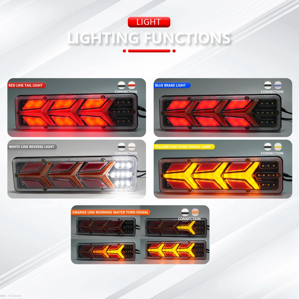 LED Truck Rear Tail Light 2x 30cm 12-24v