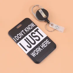 Retractable Hard Shell Keychain ID Holder Set - Portable Badge and Access Card Hanger (Black white)