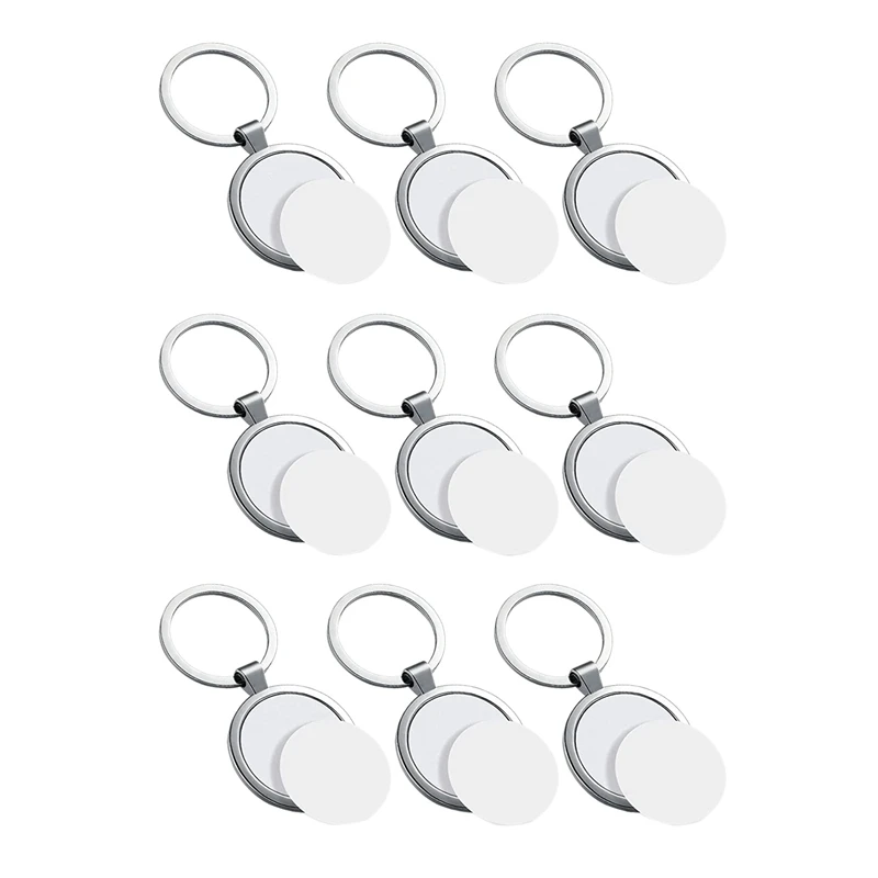 

45 Pcs Sublimation Blank Keychain Round Heat Transfer Keychain Metal Board Key Rings Thick Sublimation Photo Keychain