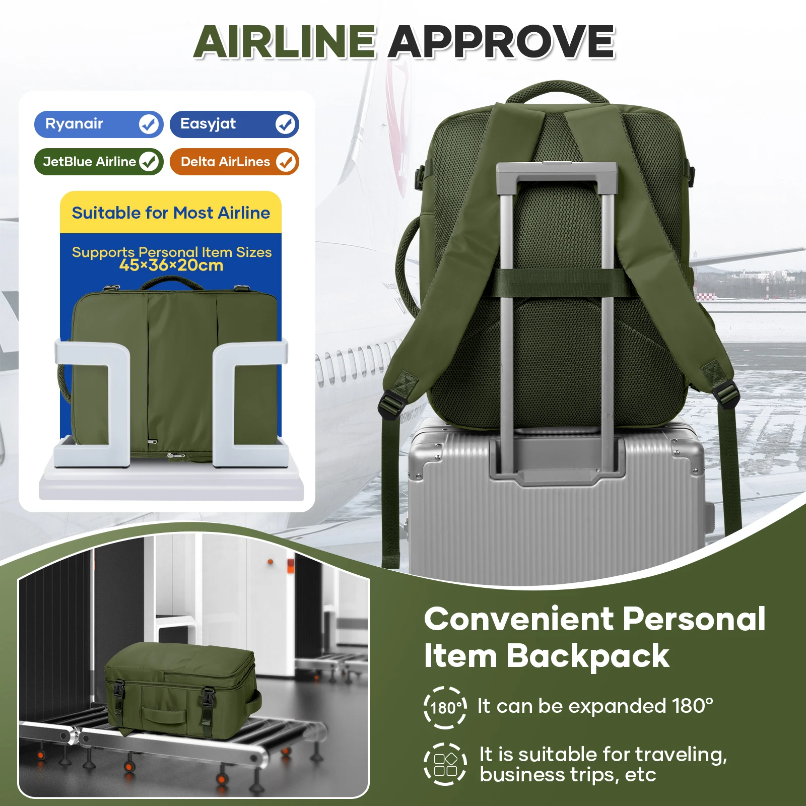 Easyjet Cabin Bag 45x36x20 Travel Backpack, Business Laptop Women Men Backpack Work Bag, Large Capacity Travel Bags Hand Luggage