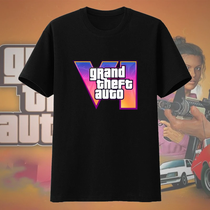 Game peripherals: R star, GTA6 Grand Theft Auto VI, crew neck short-sleeved T-shirt, culture shirt, clothes loose body shirt