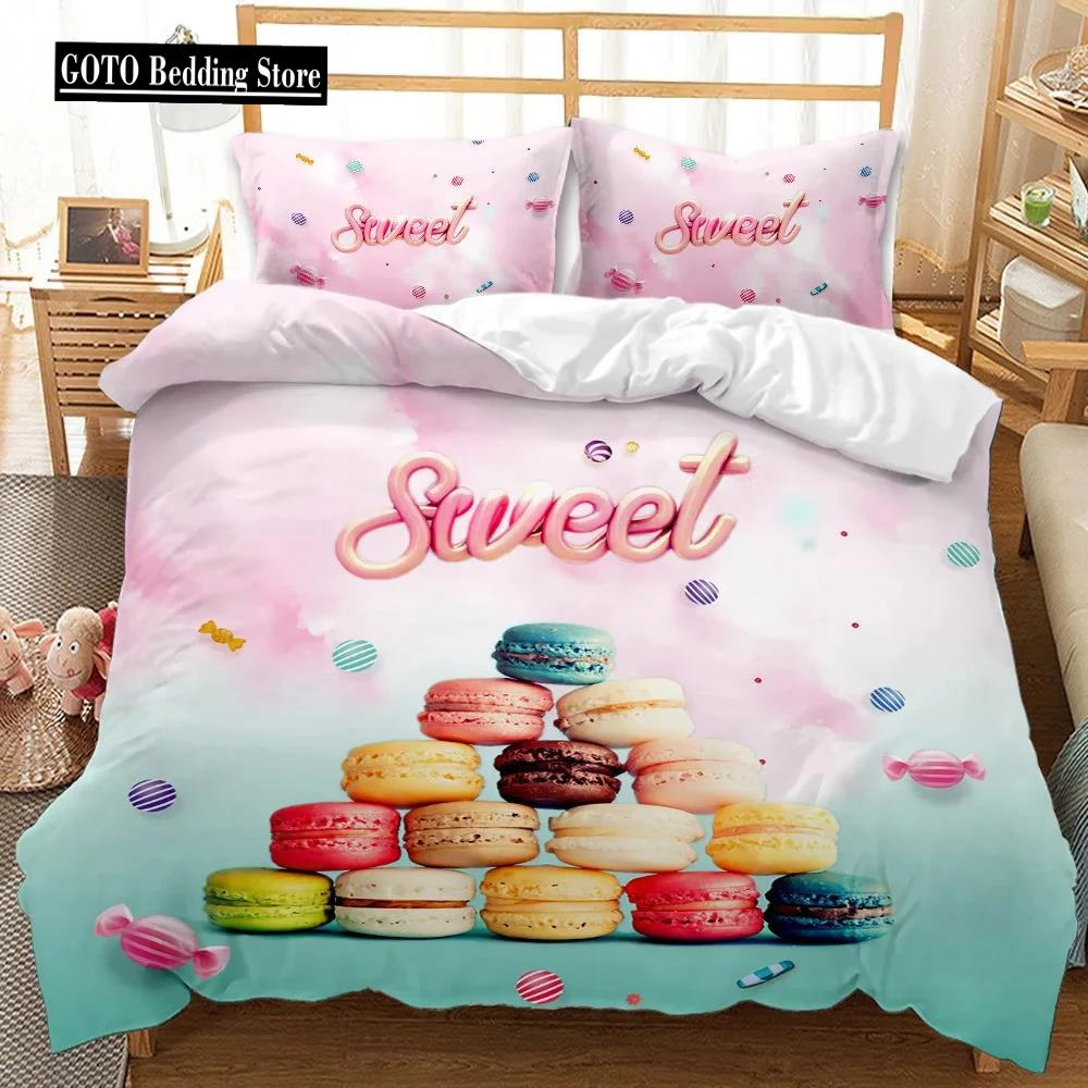BEST.WENSD Quality 100% cotton bedding Set Winter Duvet Cover Sets Reactive Printing Small fresh food doughnut bedding sets