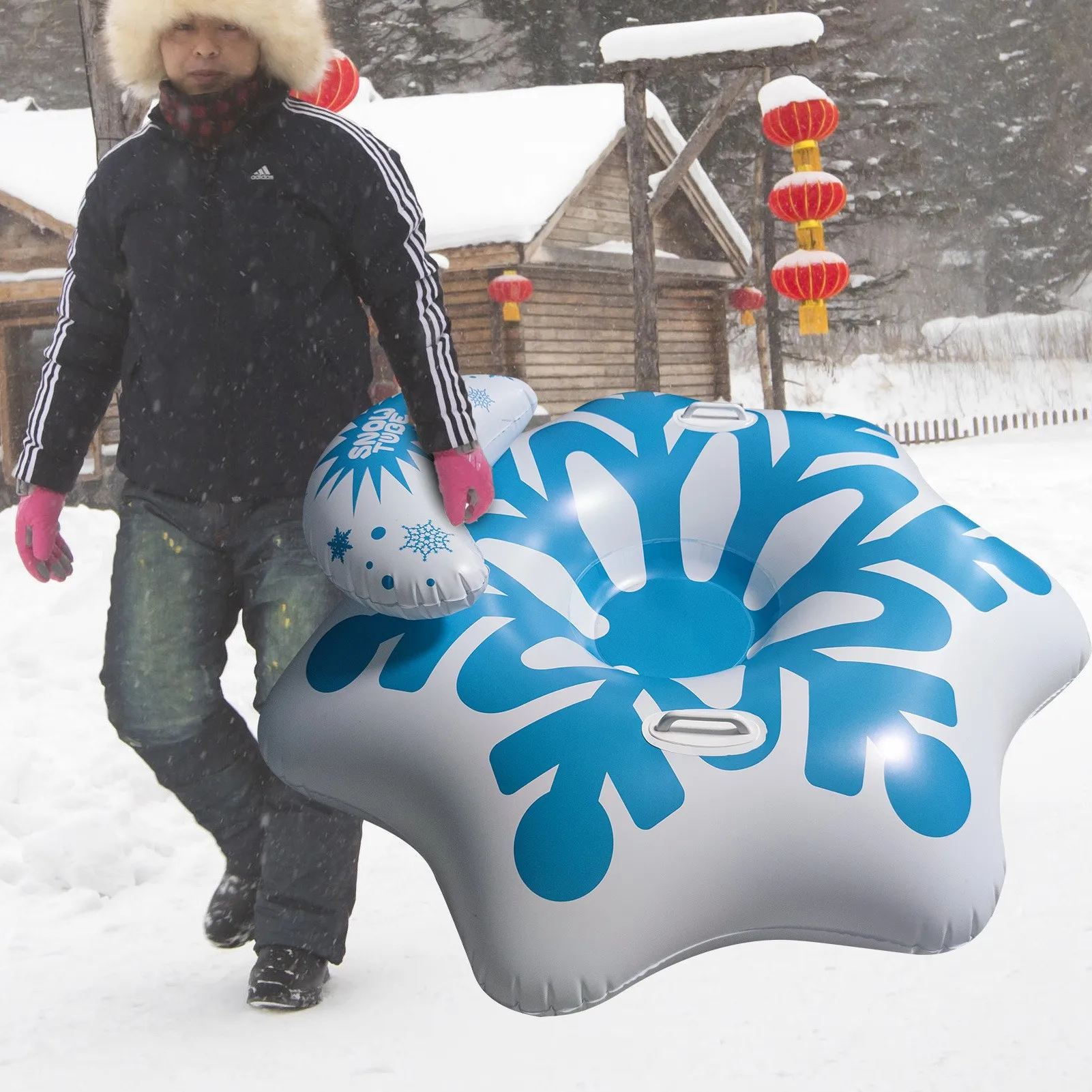 Snow Ski Pvc Inflatable Ski Ring Pool Swimming Float Row Double Equipment Thickened Inflatable Tires Equipment