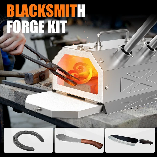 ATkrou GY100 Propane Forge Gas Welding Kits Double Door (Stainless Steel) Sin