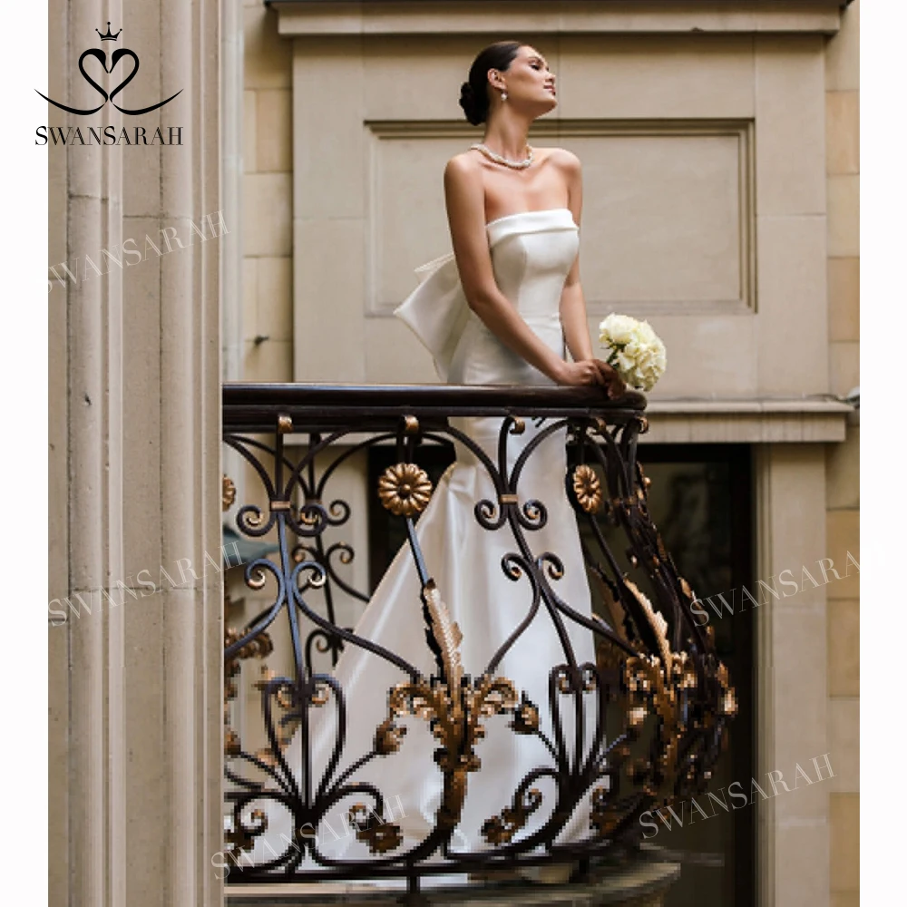 Elegant Mermaid Wedding Dress 2025 Vintage 2 In 1 Bow Princess customized Bride Gown SwanSarah N544 Plus Size Vestido De Novia 4