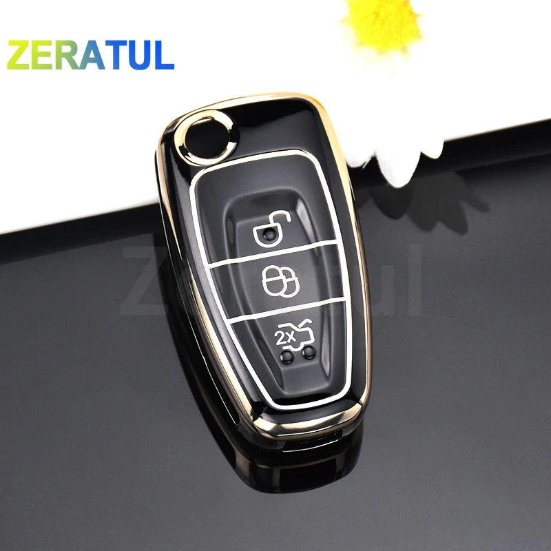 Tpu Car Folding Key Case Cover Bag Protector Per Ford Focus C-Max S-Max Galaxy Mondeo Ranger Transit Tourneo Custom