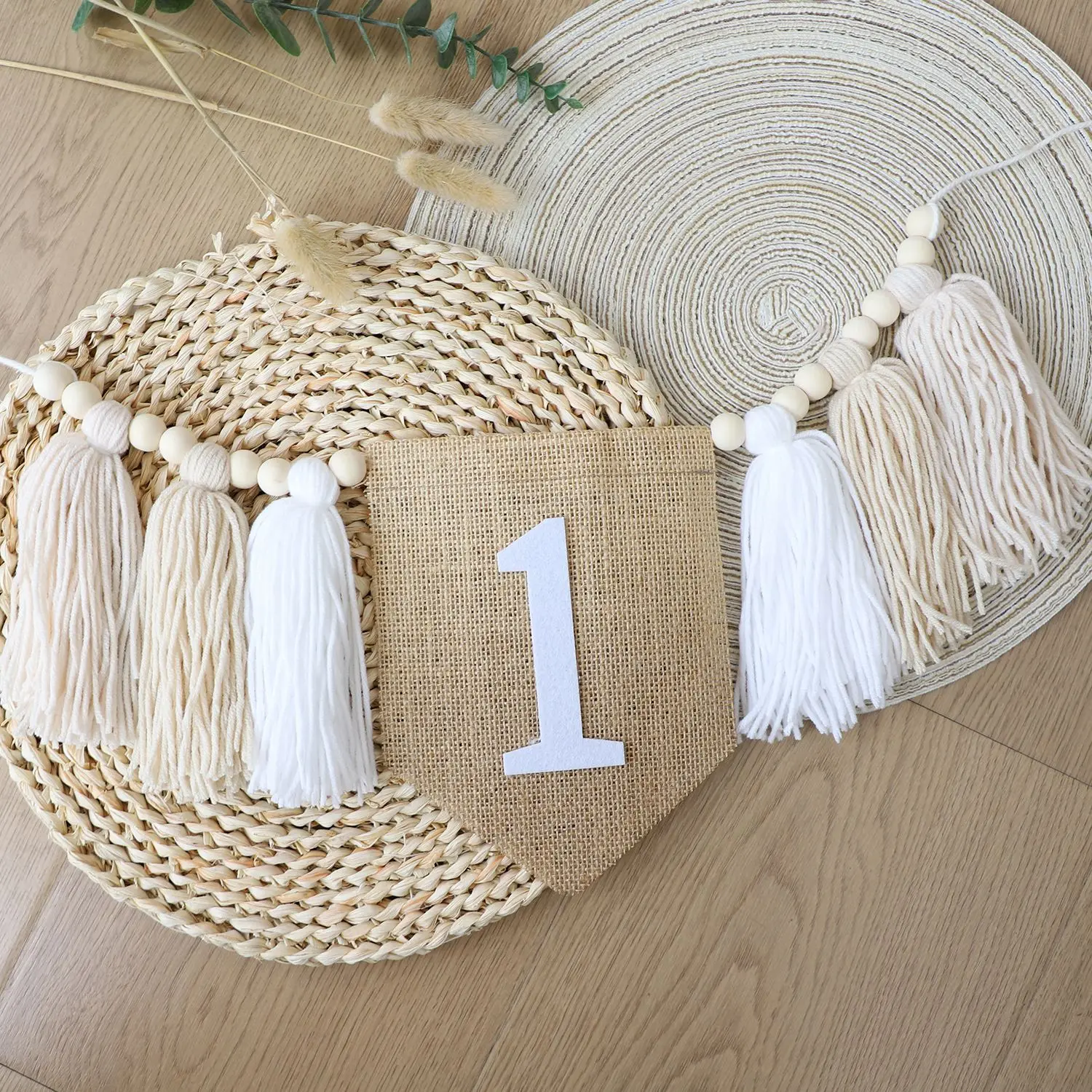 Decorazioni Per Il Primo Compleanno Bambino Blu - Banner, Cappello A Cono E Decorazioni Da Parete Fatte A Mano - 3