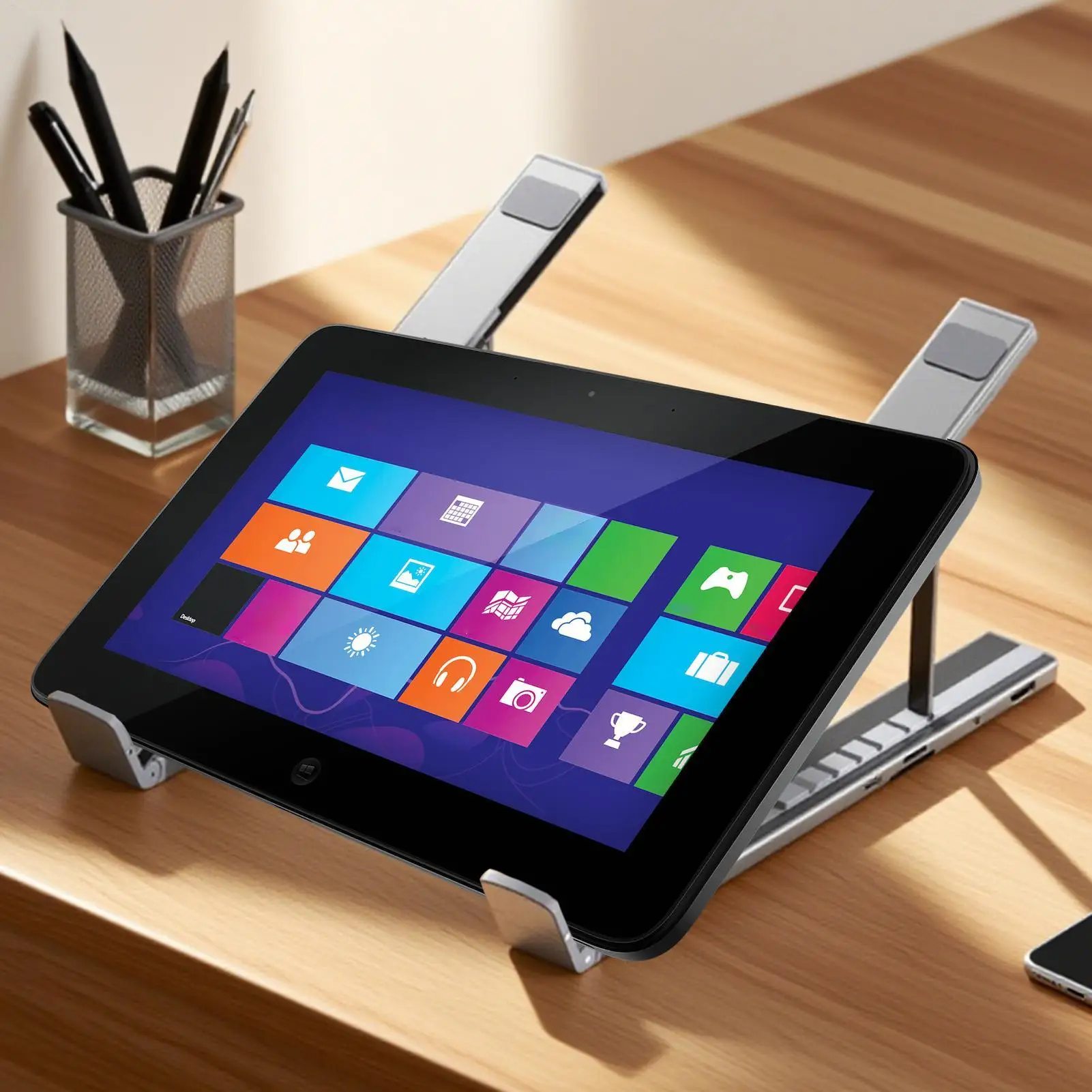 USB 포트가 있는 노트북 스탠드 8 in 1 USB C 허브 통풍 냉각 스탠드 휴대용 노트북 거치대 (가정 사무실 업무 게임용)