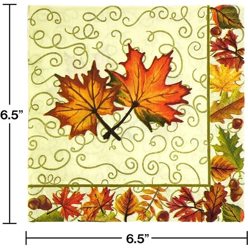 Lot De 20 Serviettes Citrouilles Et Feuilles D'automne - 33x33cm - Pour Thanksgiving Et Déco De Table - Fabriqué En Allemagne