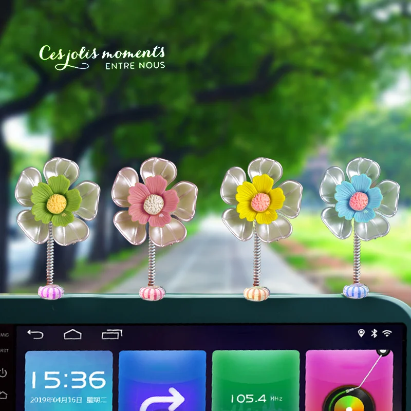 CuteShakingBobbleHeadFlowerCarInteriorOrnamentDecorativeFlowers