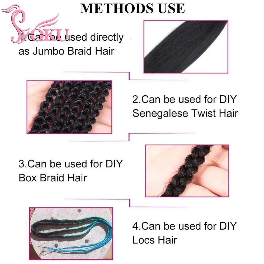 Vorgedehnte Synthetische Zopf-Extensions – 66 Cm, 8 Bündel, Ombré-Blau – Für Zöpfe & Dreadlocks
