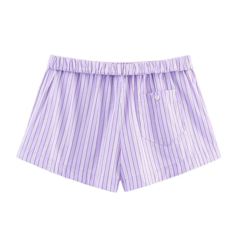 Stripe Halter Top Shorts Sets 2 Pieces Women Sleeveless Backless Vest Tops Casual Shorts Women's Suits Chic Woman Outfits ﻿