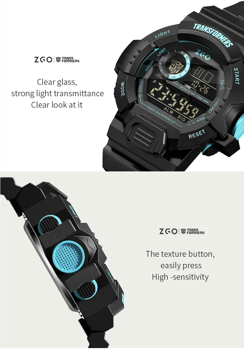 ZGO X Transformers Children's Watches Middle And Primary School Students Boys Waterproof Sports Digital Electronic Watches 7531