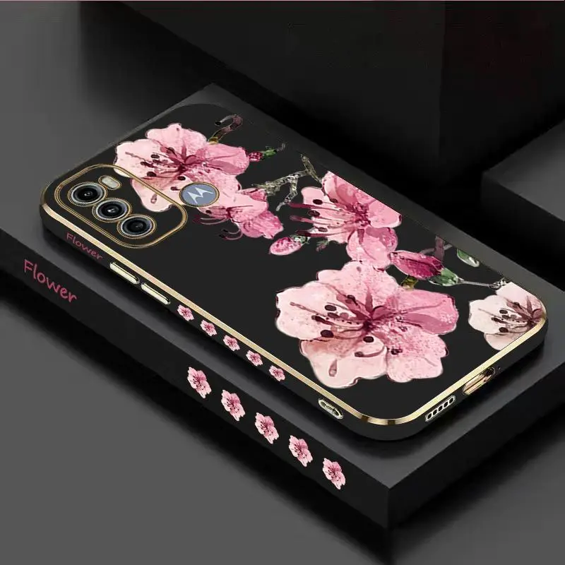 Ink Peach Blossoms Luxury Plating Phone Case Cover