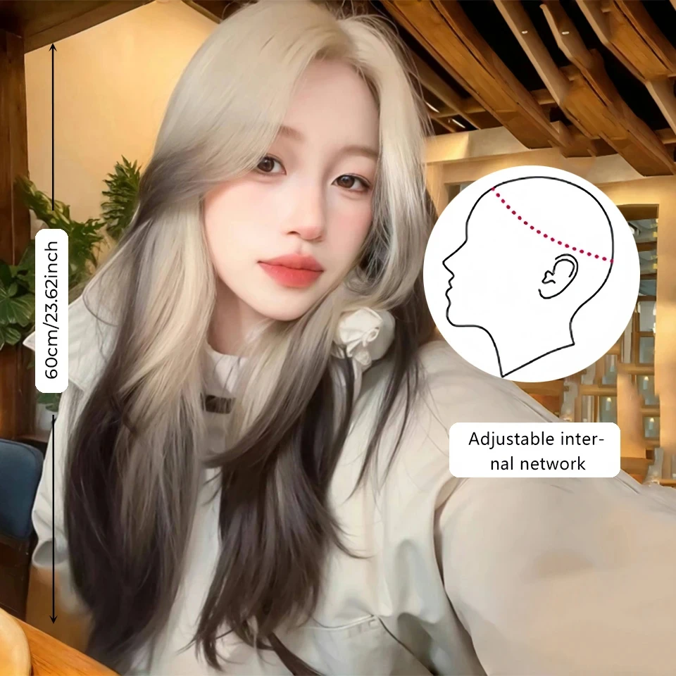 Natural Blonde Synthetic Hair Wigs for Women with Bangs