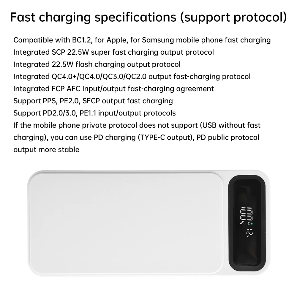22.5W Fast Charger DIY Mobile Power Case Charge/Discharge Temperature Control Protection For 8PCS 18650 LithiumBattery DIY Shell