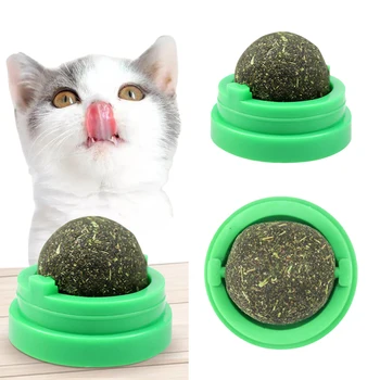 Spinning Catnip Mint Ball for Cats, Interactive Dental Care Chew Toy with Natural Catnip, Hairball Control Kitten Cat Toys 1