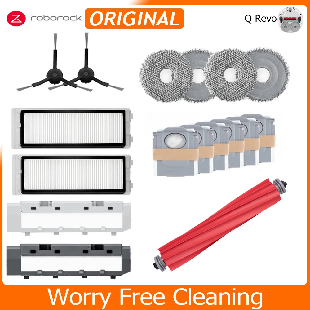 Roborock-q Revo Ersatzteile Bolsa de Vácuo Escova Lateral e Principal Filtro Lavável Esfregão Aspirador Robô Acessórios P10 Original