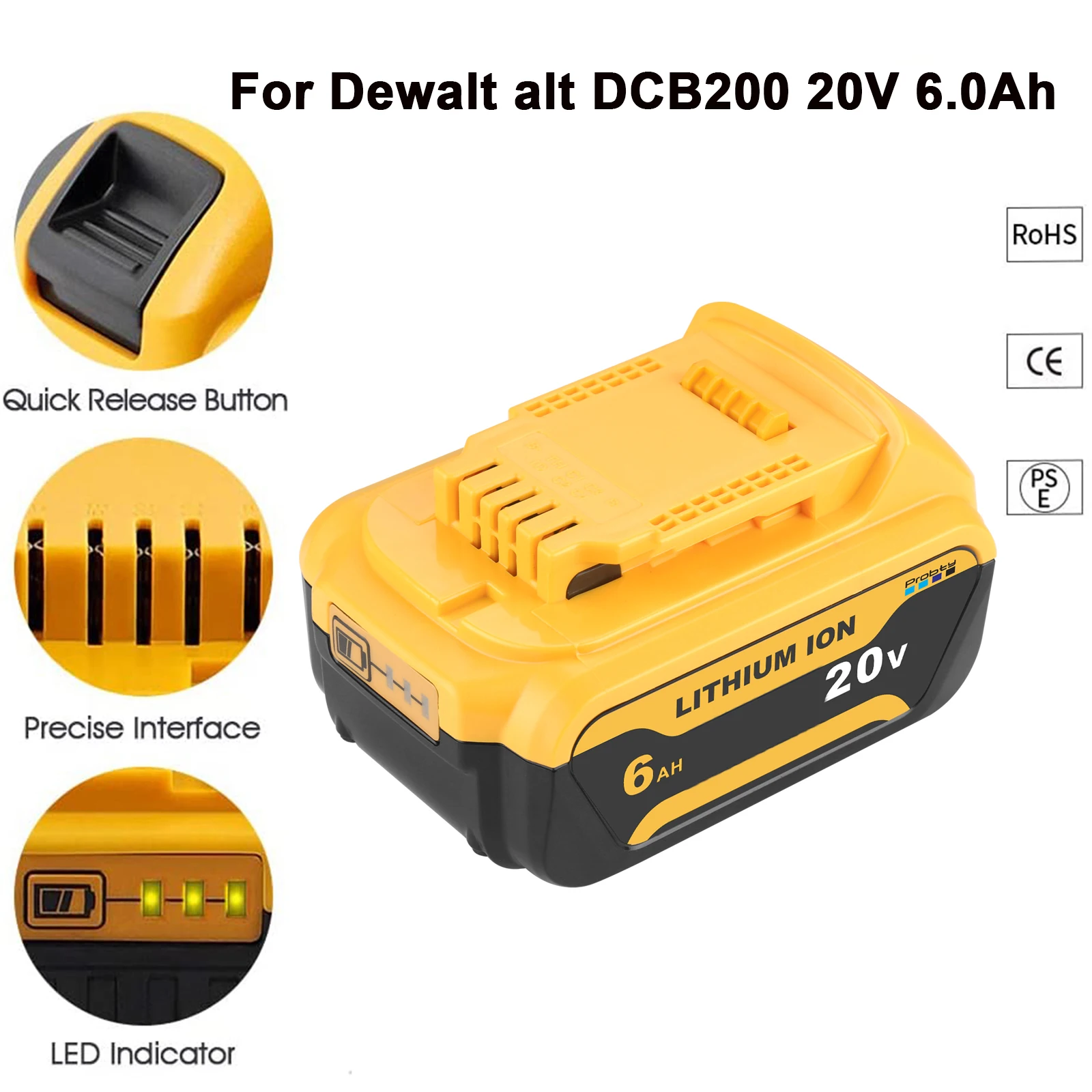 Bateria Power Tool Substituição para Dewalt 20v 6000ah Dcb184 Dcb181 Dcb182 Dcb200 Pacote - Image 3