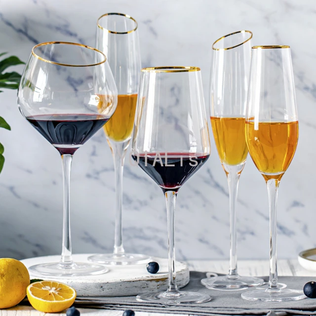 Gobelet en verre cristal élégant et distingué, de 200 à 450ml, peint or  rouge (Dessert), coupe de Champagne pour vin, Festival, verres de mariage -  AliExpress