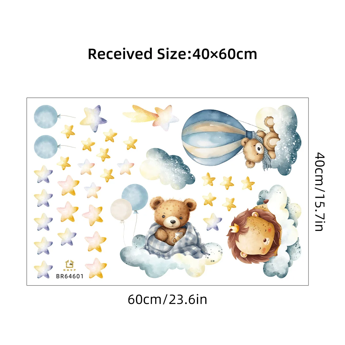 Cartoon Cute Lion Bunny Forest Animals Stars Wall Stickers Bear Deer Wall Decals for Kids Room Baby Nursery Room Bedroom Murals wall stickers luminous wall stickers vinyl decal stickers
