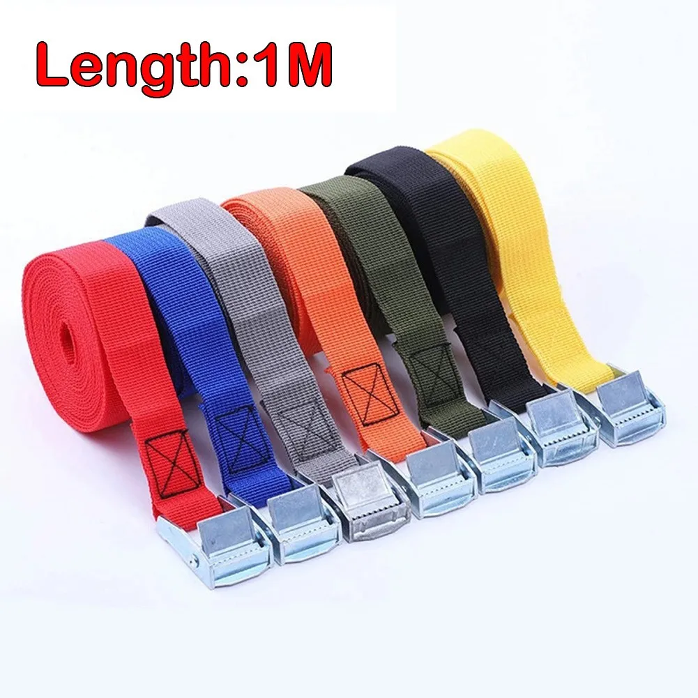 1 Pc 25mmx1M Cargo Strap With Buckle Tie Down Belt For Motorcycle Car Metal Tow Rope Strong Ratchet Fixing Belt For Luggage Bag