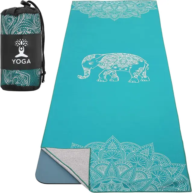 MoKo Yoga Towel Non Slip Hot Yoga Mat Yoga Blanket Printing Pattern Quick Dry with Corner Pocket for Bikram Pilates Gym Workout