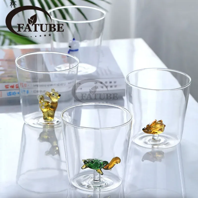 Glass Cup 3D Cartoon Animal Shape Home Water Coffee Glass Single Layer glass cup
