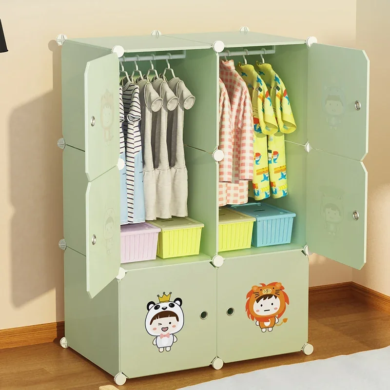 Dresses Baby Wardrobe Children's Wardrobe Wardrobes Plastic Cabinet Kids Organizer Cheap Closet Four Door Children's Furniture