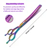 Colorful dog curved thinning shears 7.0 inch professional dog grooming scissors pet curved thinning shears 2