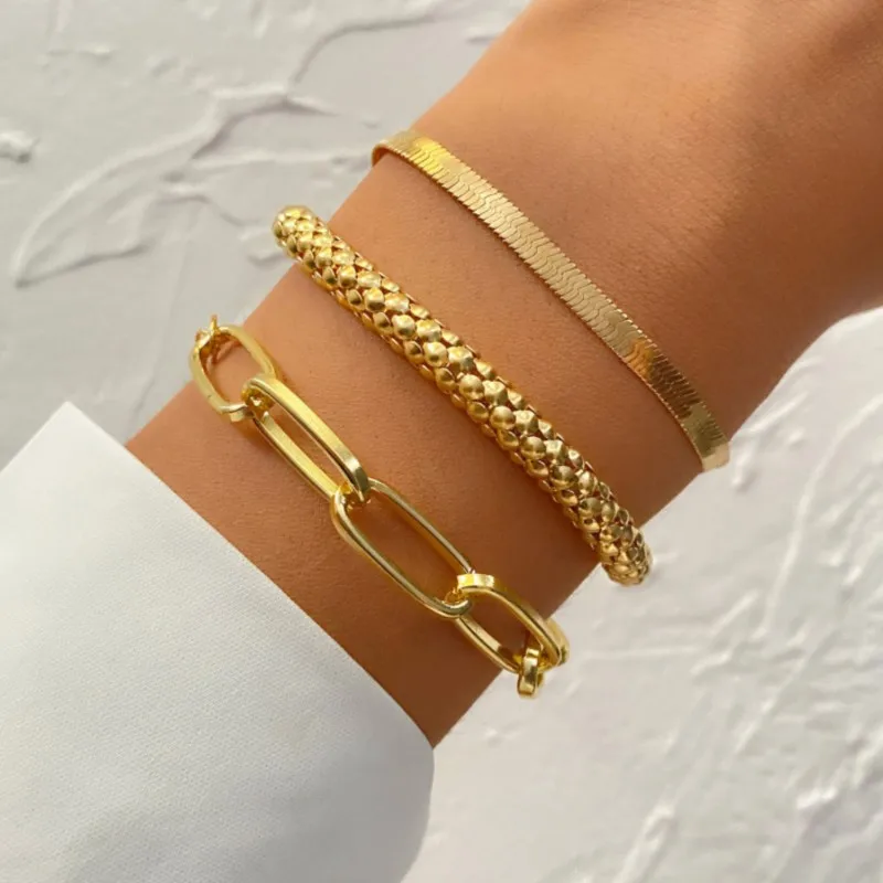 3pcs/set Vintage Creative Snake Bone Chain Bracelet for Women Men Multi-layer Hot-selling Bracelet Sets Party Jewelry Gifts