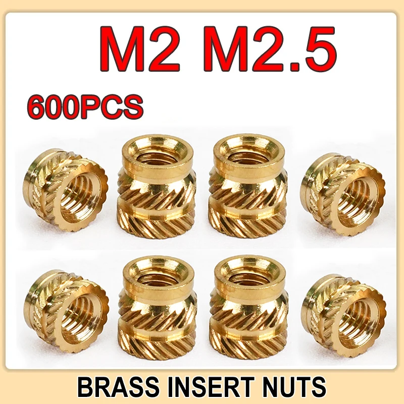 600pcs M2 M2.5 HeatInserted Copper Nut with Knurled Thread for 3D