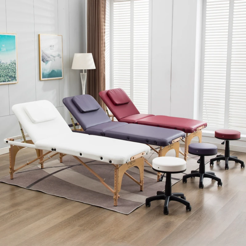 Face Folding Massage Bed Spa Wooden Knead Bathroom Massage Table Speciality Adjust Lettino Estetista Salon Furniture RR50MB